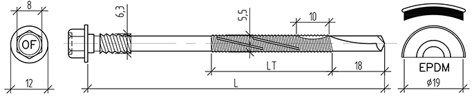 Саморез для сэндвич-панелей SD-R 6,3-14/5,5-24xL Ruspert® (type II) плюс